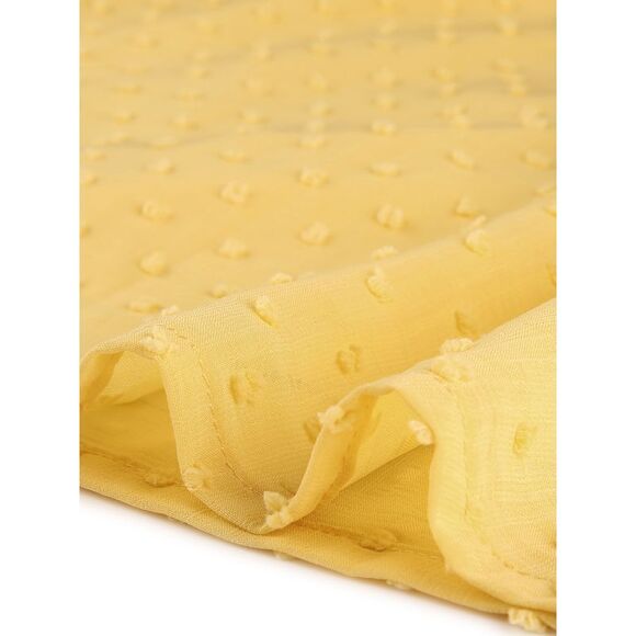 Women's Plus Size Blouses Pin Dots Round Neck Basic Top Yellow - Picture 5 of 6